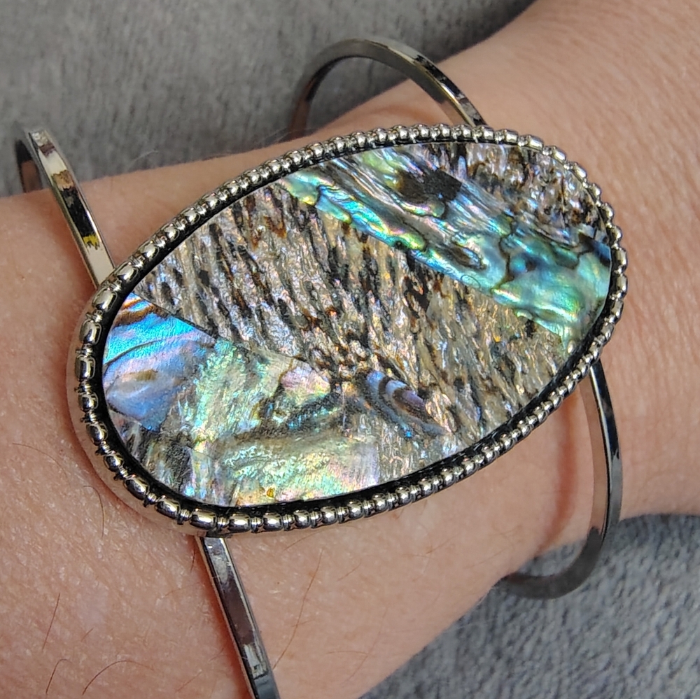 Iridescent Faux Abalone Cuff Bracelet